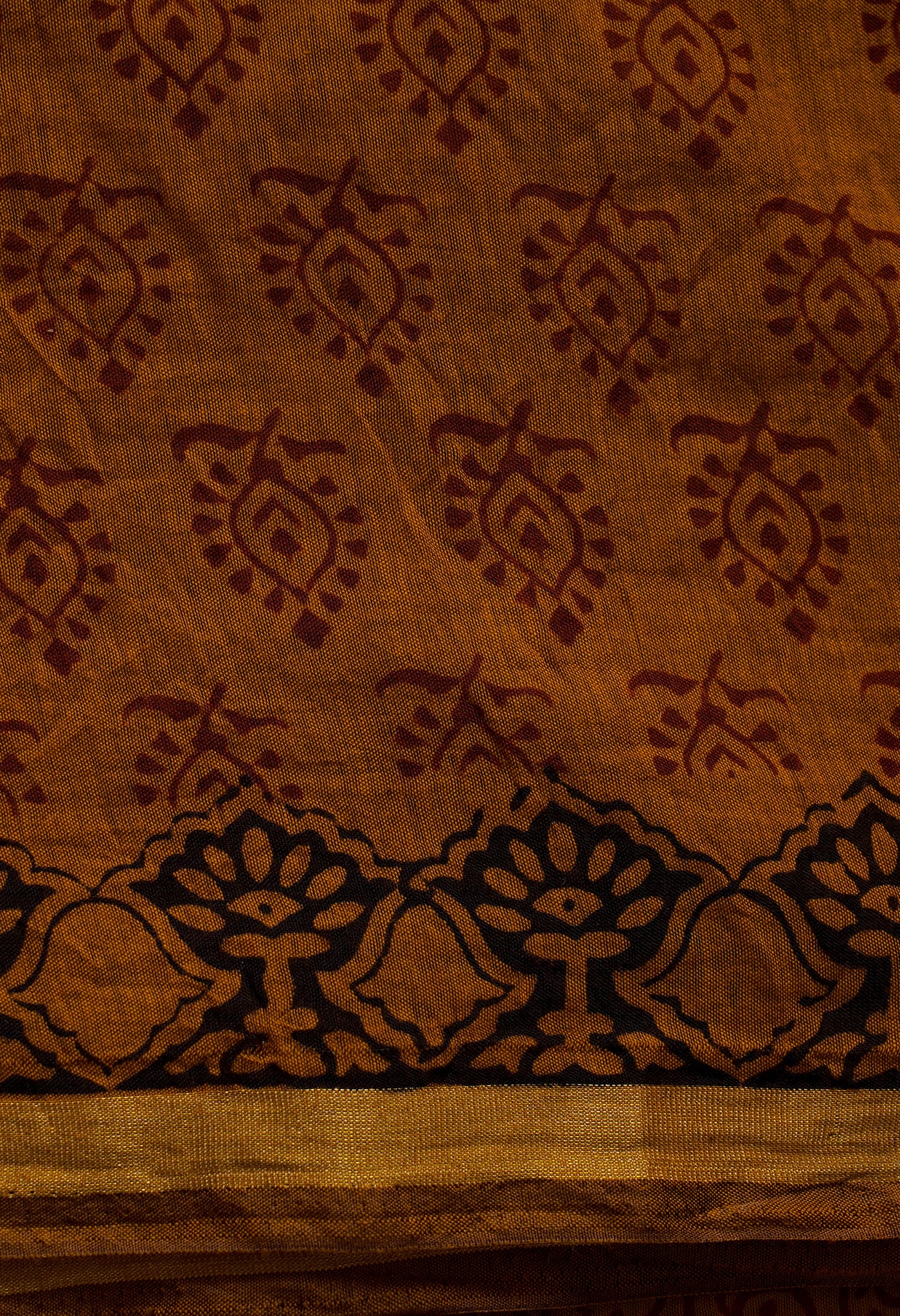 Rust Orange  Art Chanderi Bagh Printed Cotton Saree-UNM66777