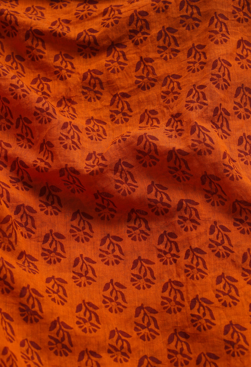 Rust Orange  Art Chanderi Bagh Printed Cotton Saree-UNM66781
