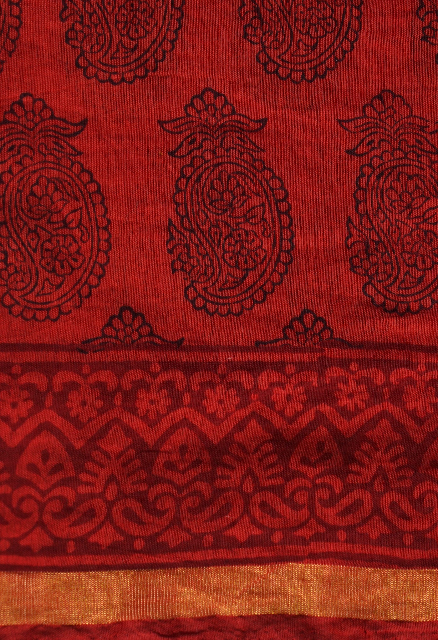 Red  Art Chanderi Bagh Printed Cotton Saree-UNM66813