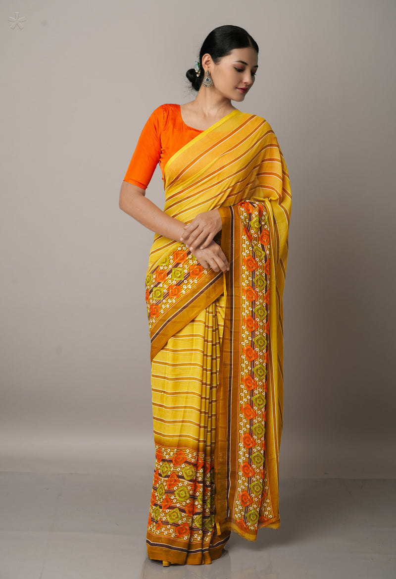 Mehandhi Green  Fancy Block Printed Georgette Saree-UNM66858