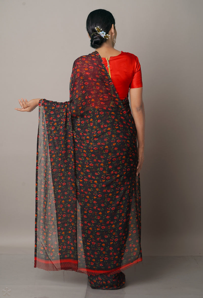 Multi  Fancy Block Printed Georgette Saree-UNM66887