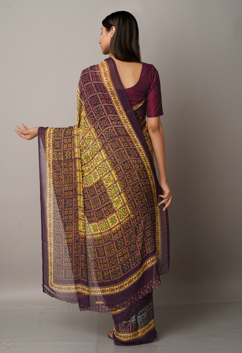 Multi  Fancy Block Printed Georgette Saree-UNM66890
