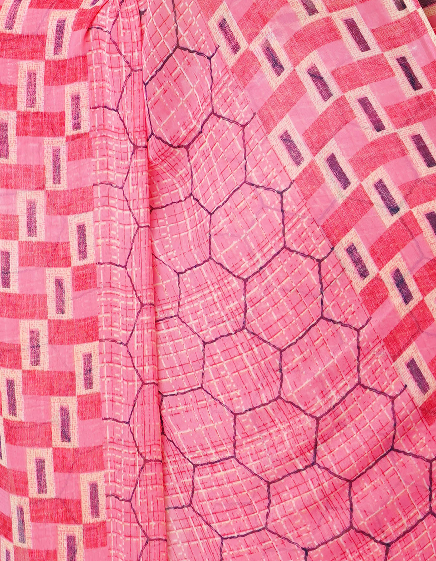 Pink  Fancy Block Printed Georgette Saree-UNM66892