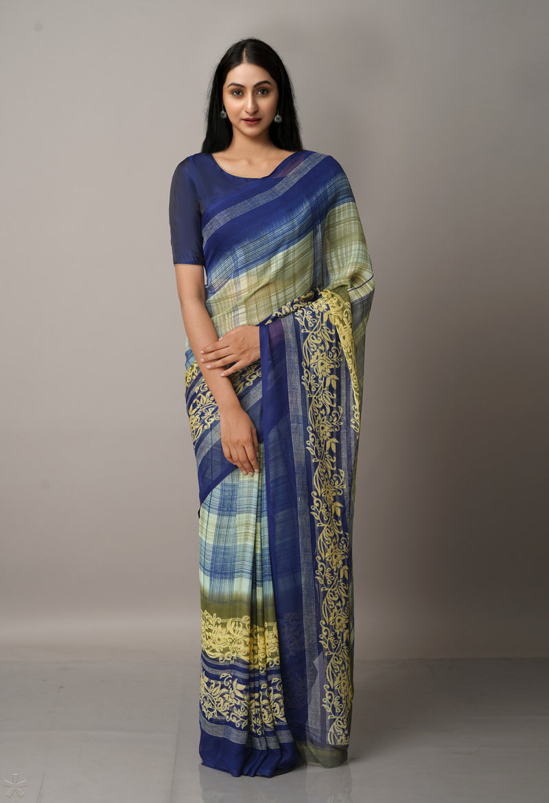 Multi  Fancy Block Printed Georgette Saree-UNM66905