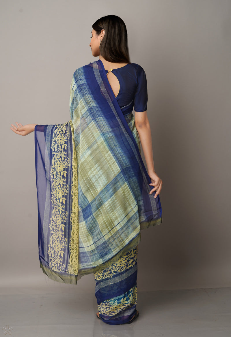 Multi  Fancy Block Printed Georgette Saree-UNM66905
