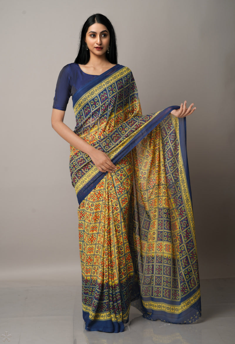 Multi  Fancy Block Printed Georgette Saree-UNM66909