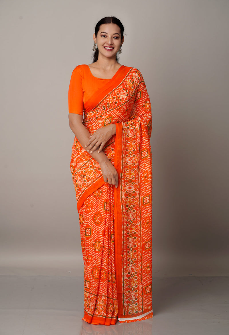Red  Fancy Block Printed Georgette Saree-UNM66911