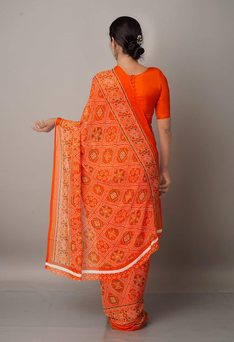 Red  Fancy Block Printed Georgette Saree-UNM66911