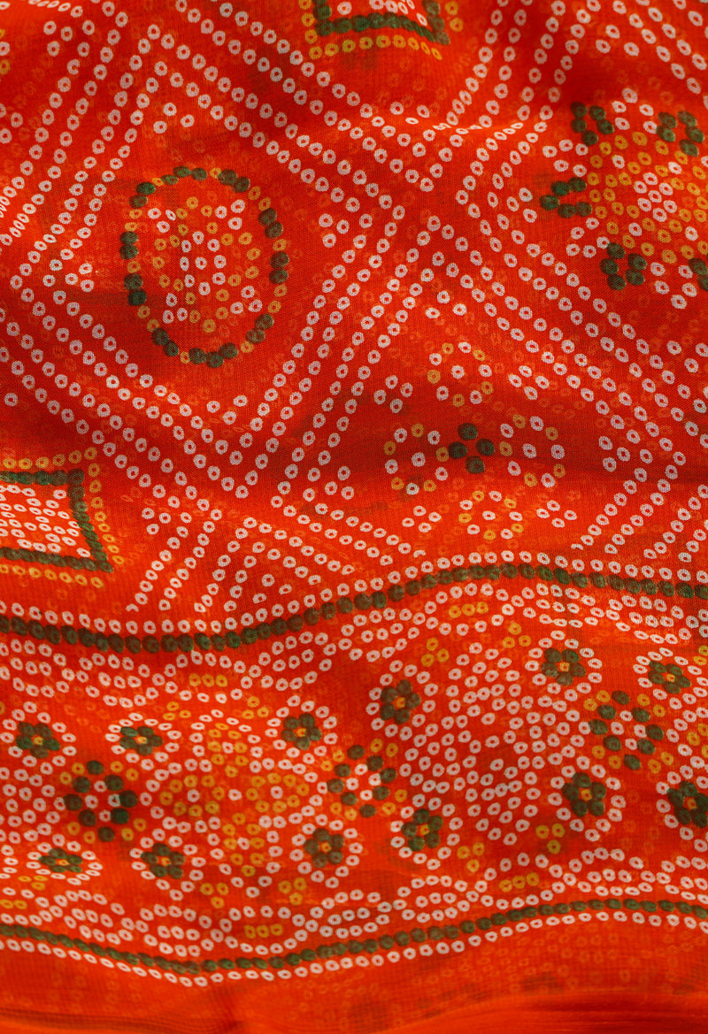 Red  Fancy Block Printed Georgette Saree-UNM66911