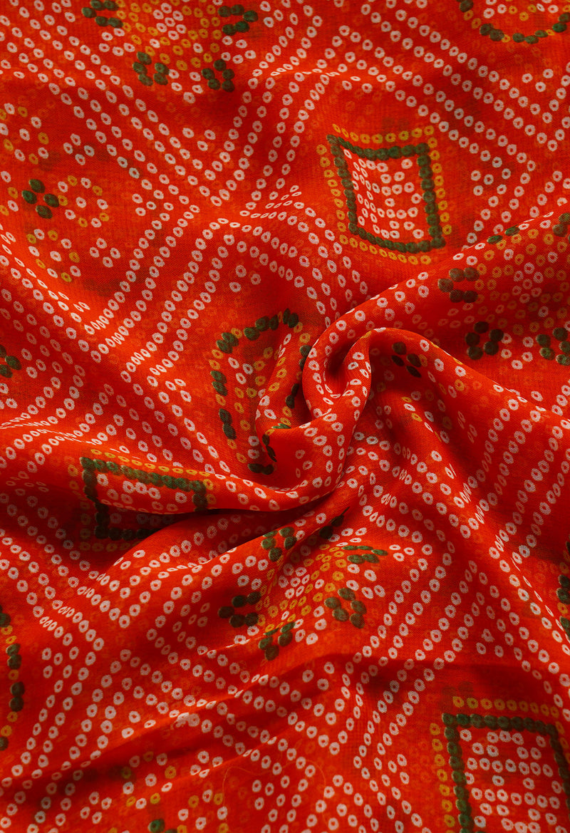 Red  Fancy Block Printed Georgette Saree-UNM66911