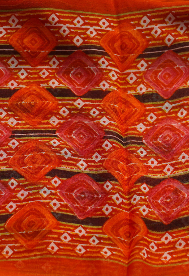 Red  Fancy Block Printed Georgette Saree-UNM66916