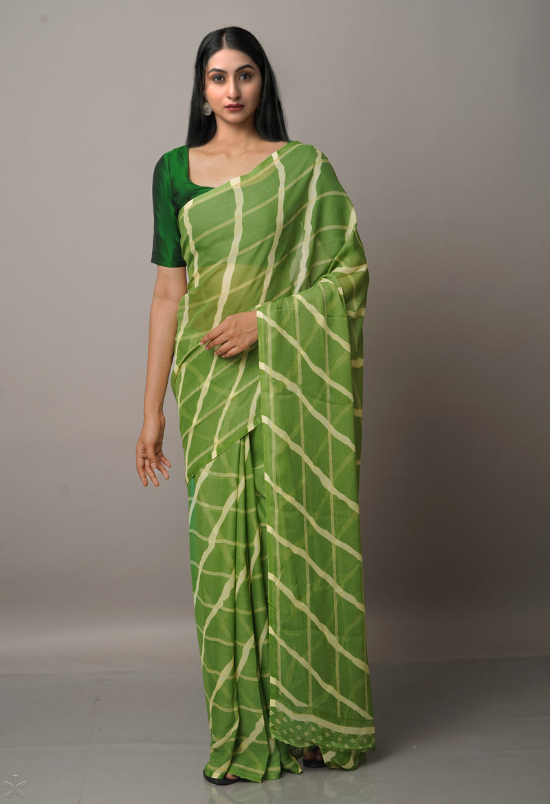 Light Green  Fancy Block Printed Georgette Saree-UNM66918