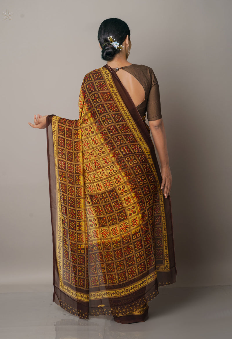 Multi  Fancy Block Printed Georgette Saree-UNM66923
