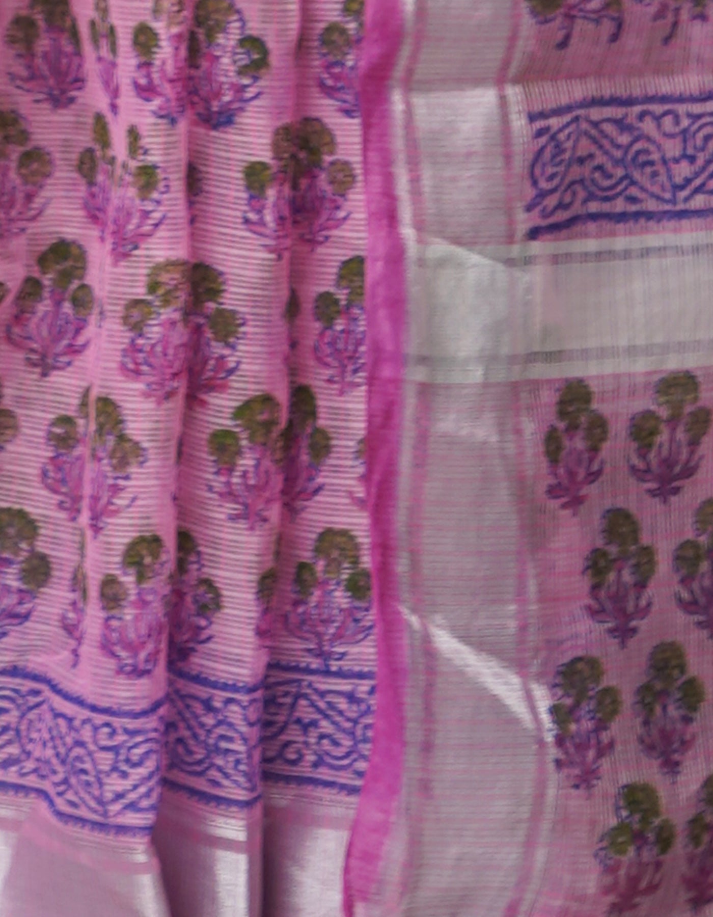 Pink Pure Block Printed Kota Cotton Saree-UNM66945