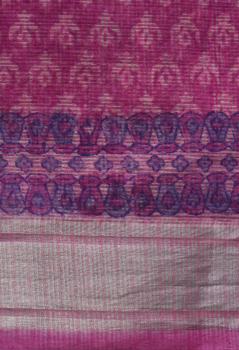 Pink Pure Block Printed Kota Cotton Saree-UNM66953
