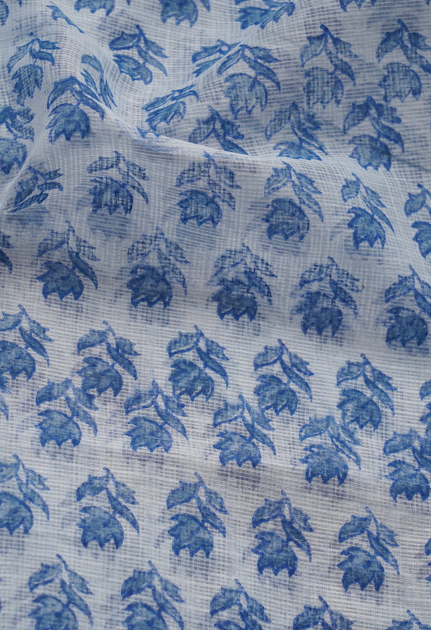 Blue Pure Block Printed Kota Cotton Saree-UNM66966