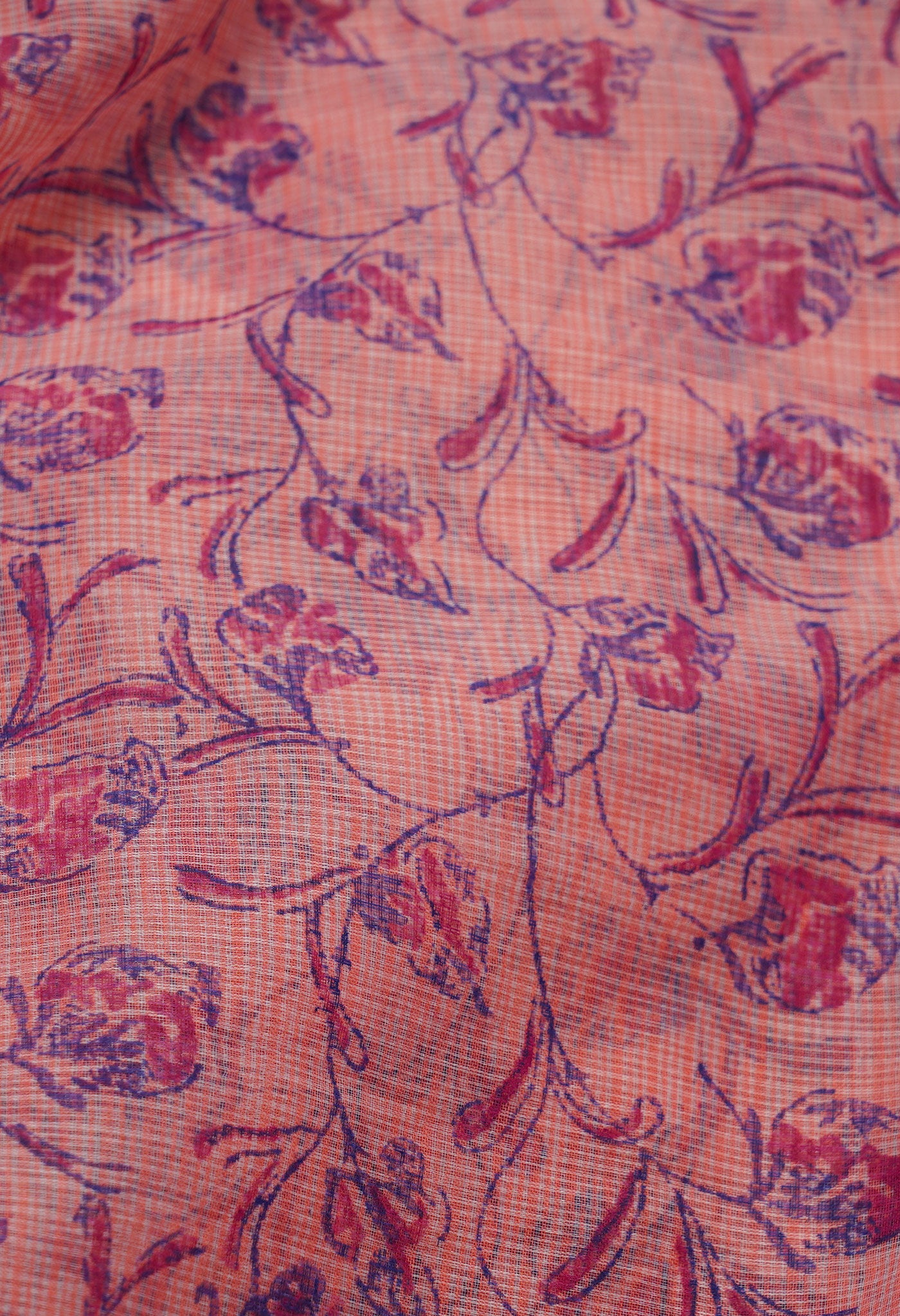 Pink Pure Block Printed Kota Cotton Saree-UNM66970