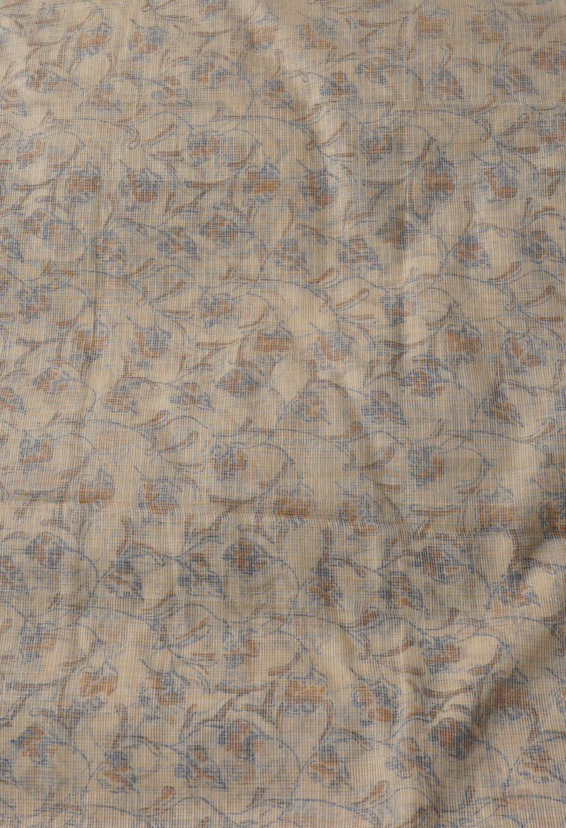 Cream Pure Block Printed Kota Cotton Saree-UNM66971