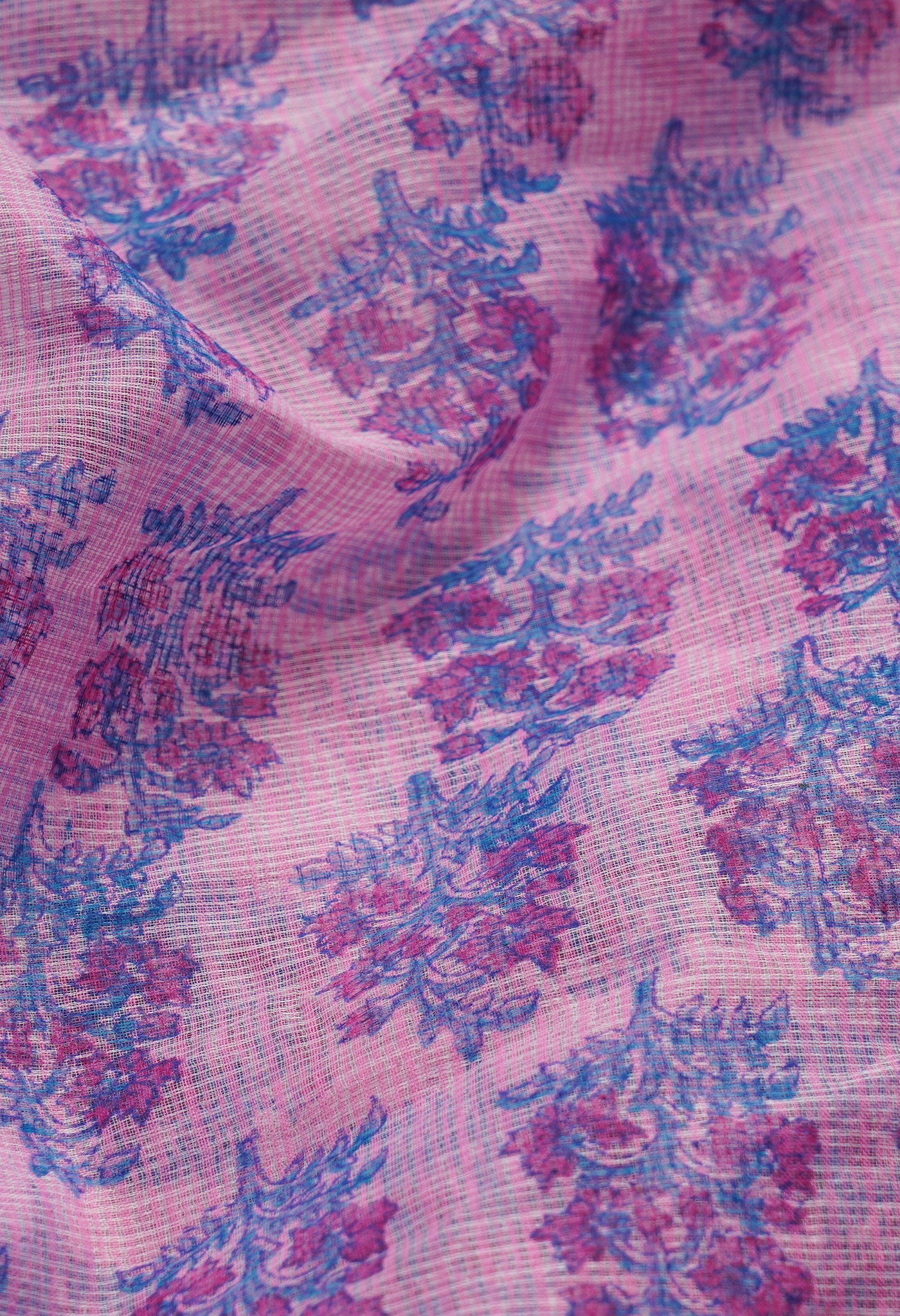 Pink Pure Block Printed Kota Cotton Saree-UNM66987