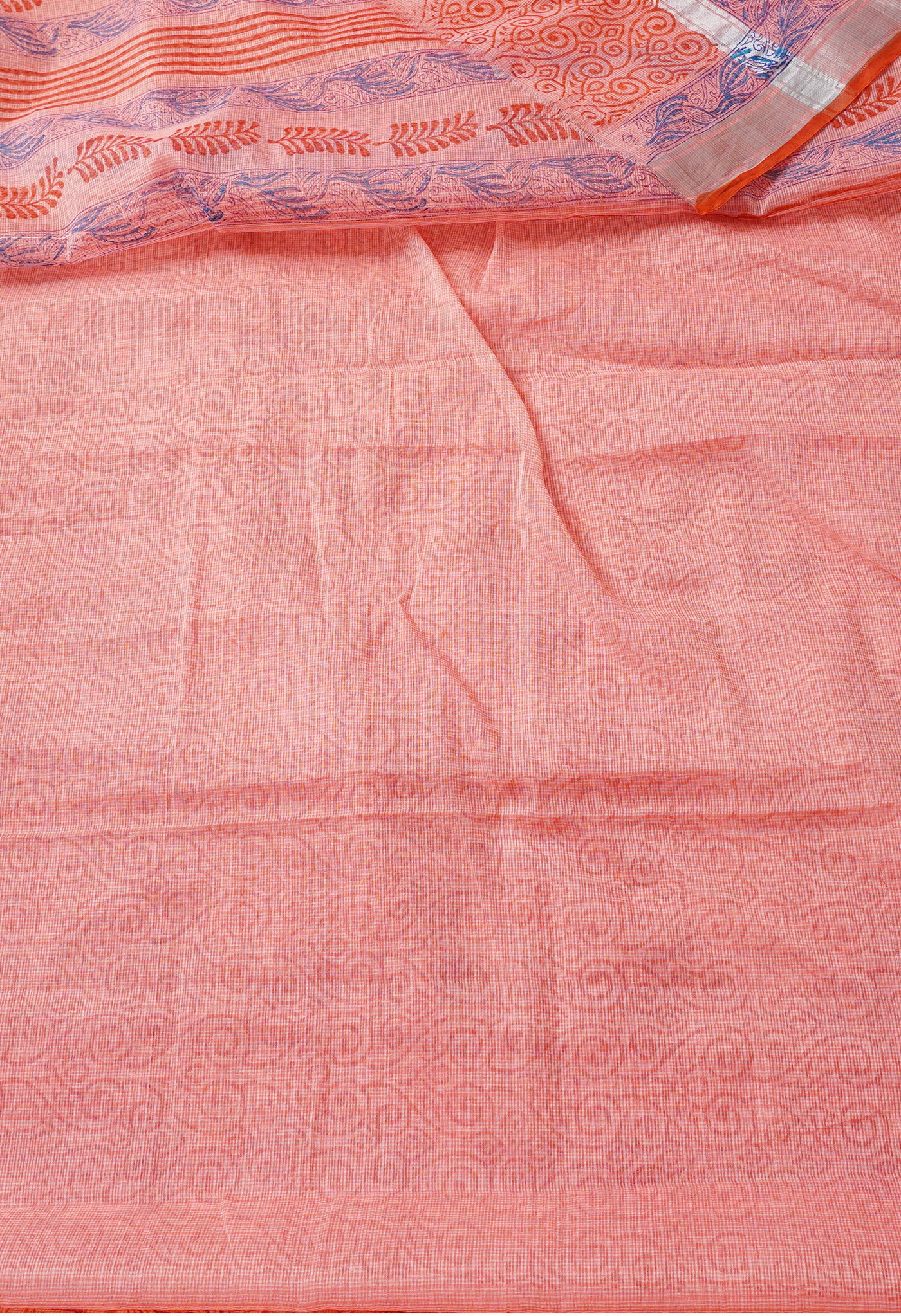 Red Pure Block Printed Kota Cotton Saree-UNM67020