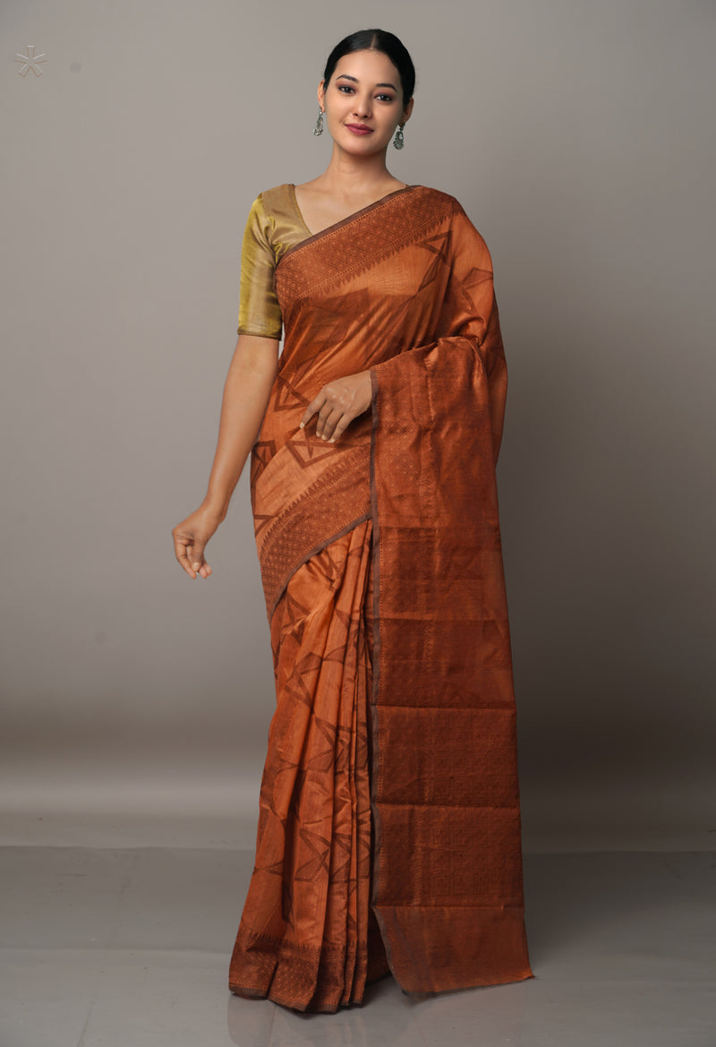 Brown  Chanderi Sico Saree-UNM67039