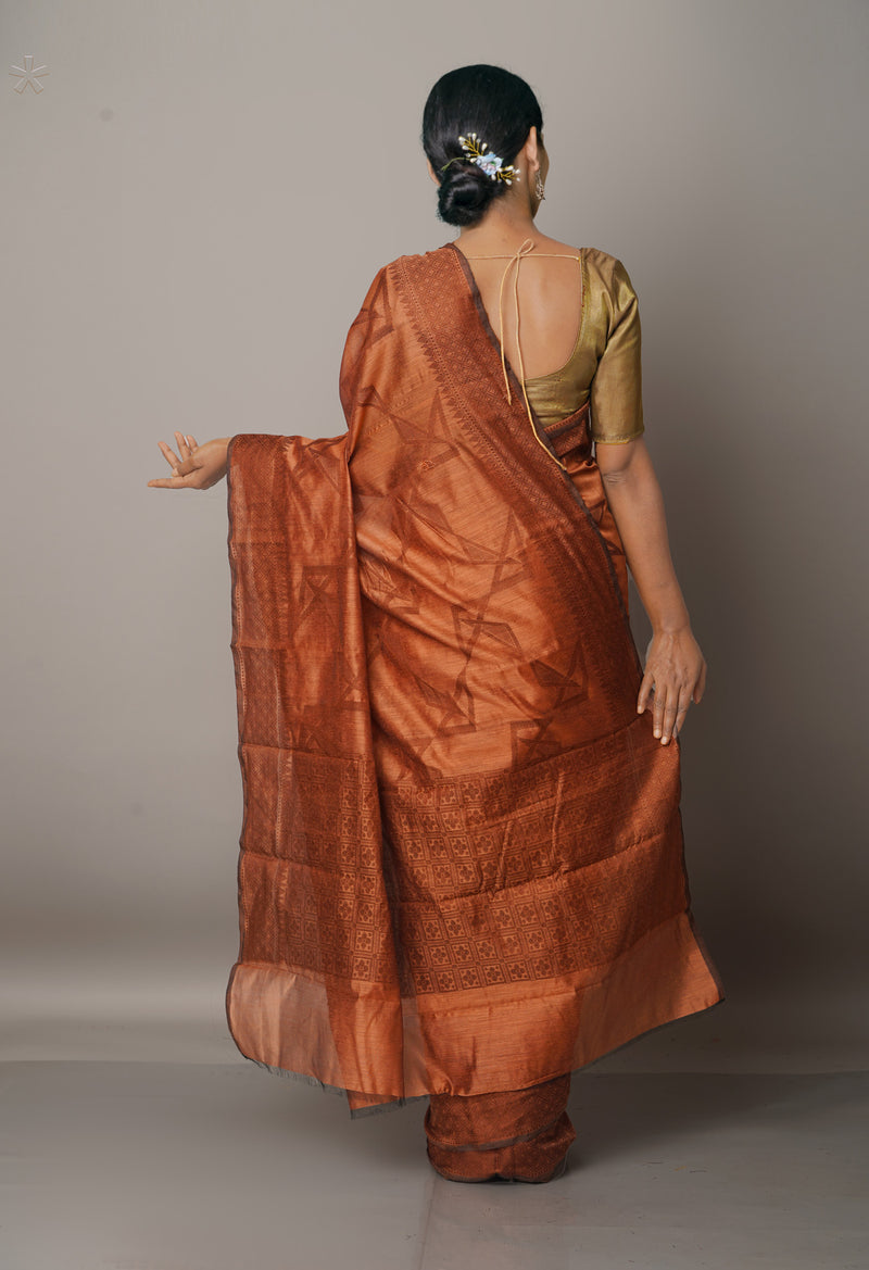 Brown  Chanderi Sico Saree-UNM67039