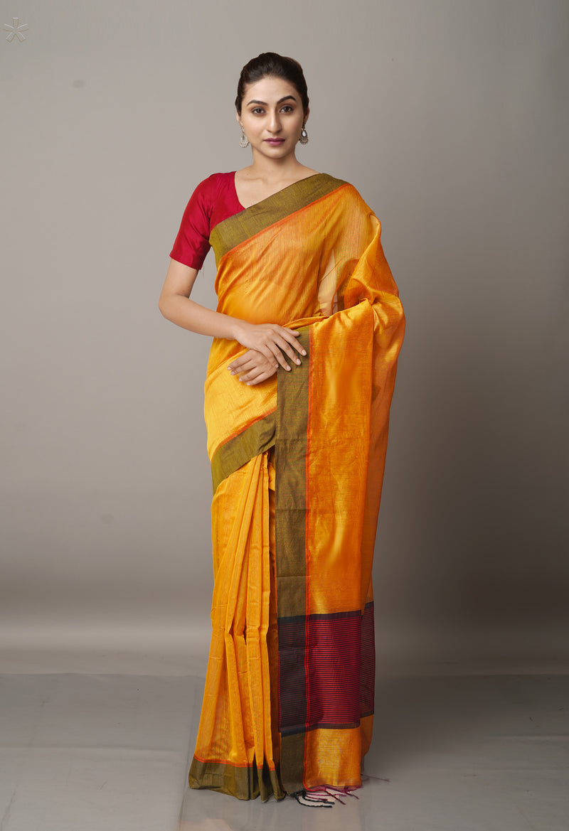 Orange  Chanderi Sico Saree-UNM67055
