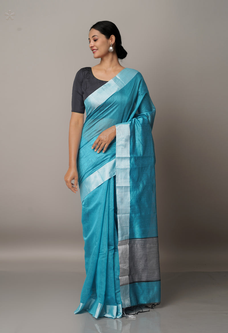 Sky Blue  Chanderi Sico Saree-UNM67080