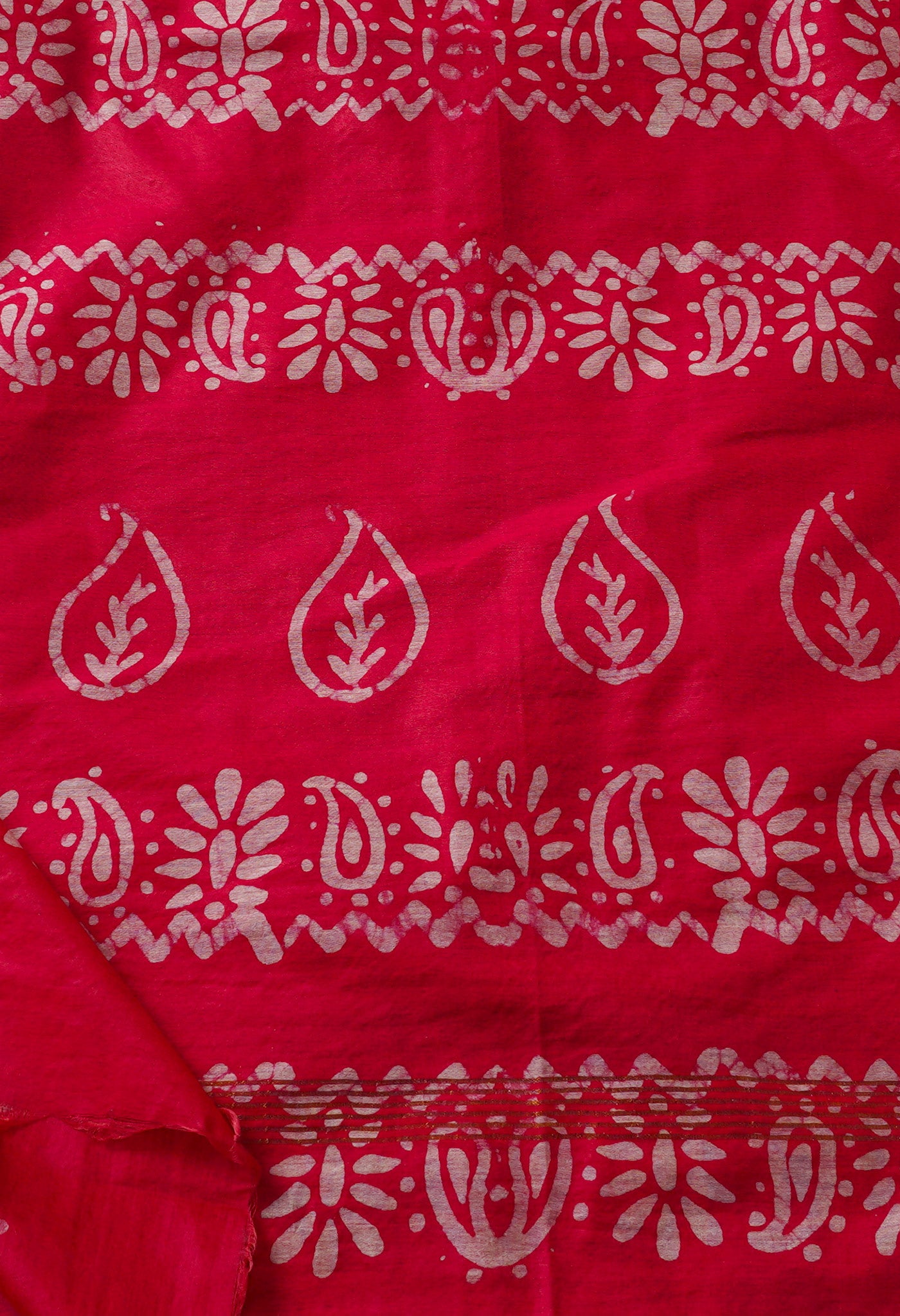 Navy Blue-Pink Pure Batik Chanderi  Silk Saree-UNM67228