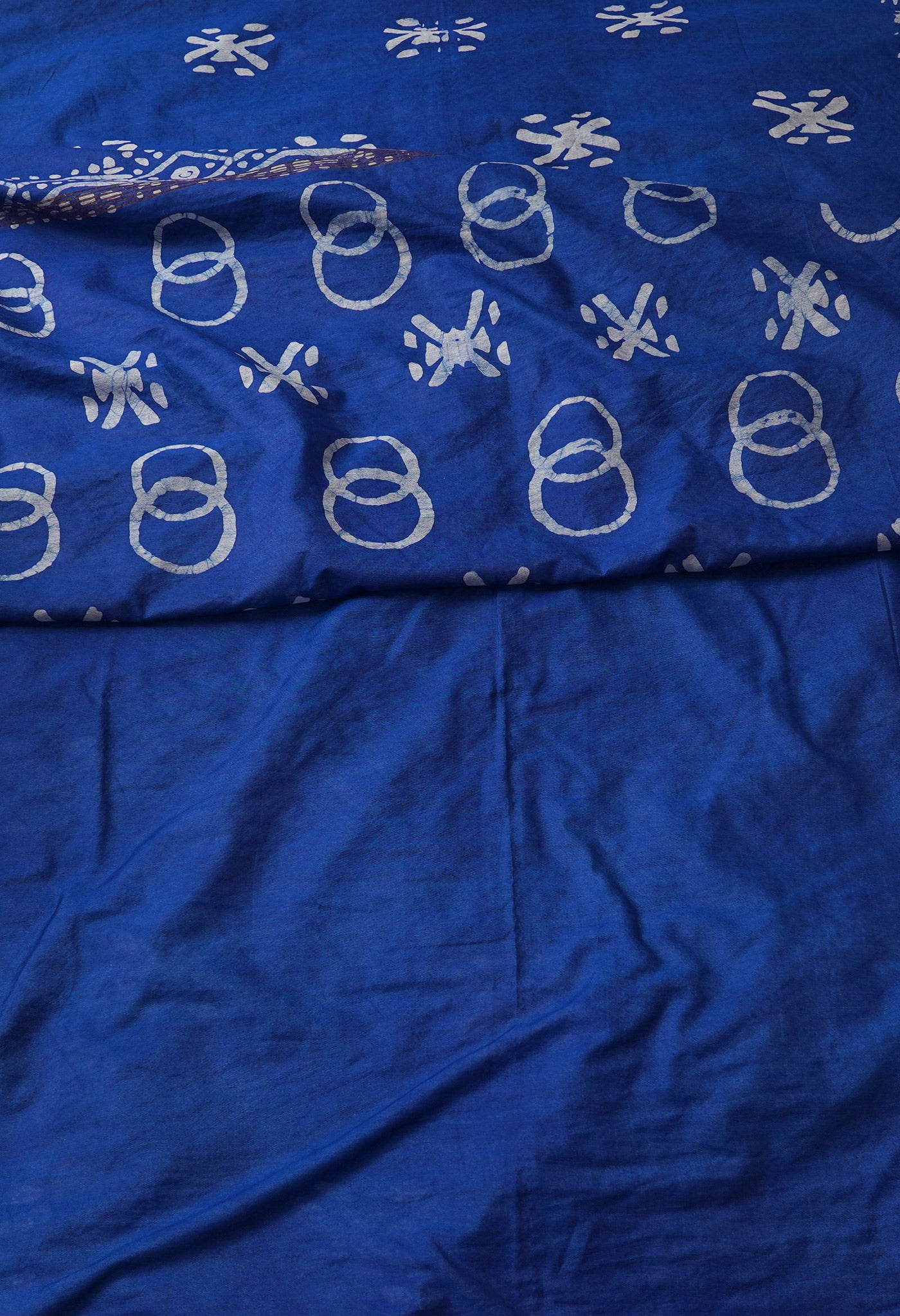 Blue Pure Batik Chanderi  Silk Saree-UNM67246