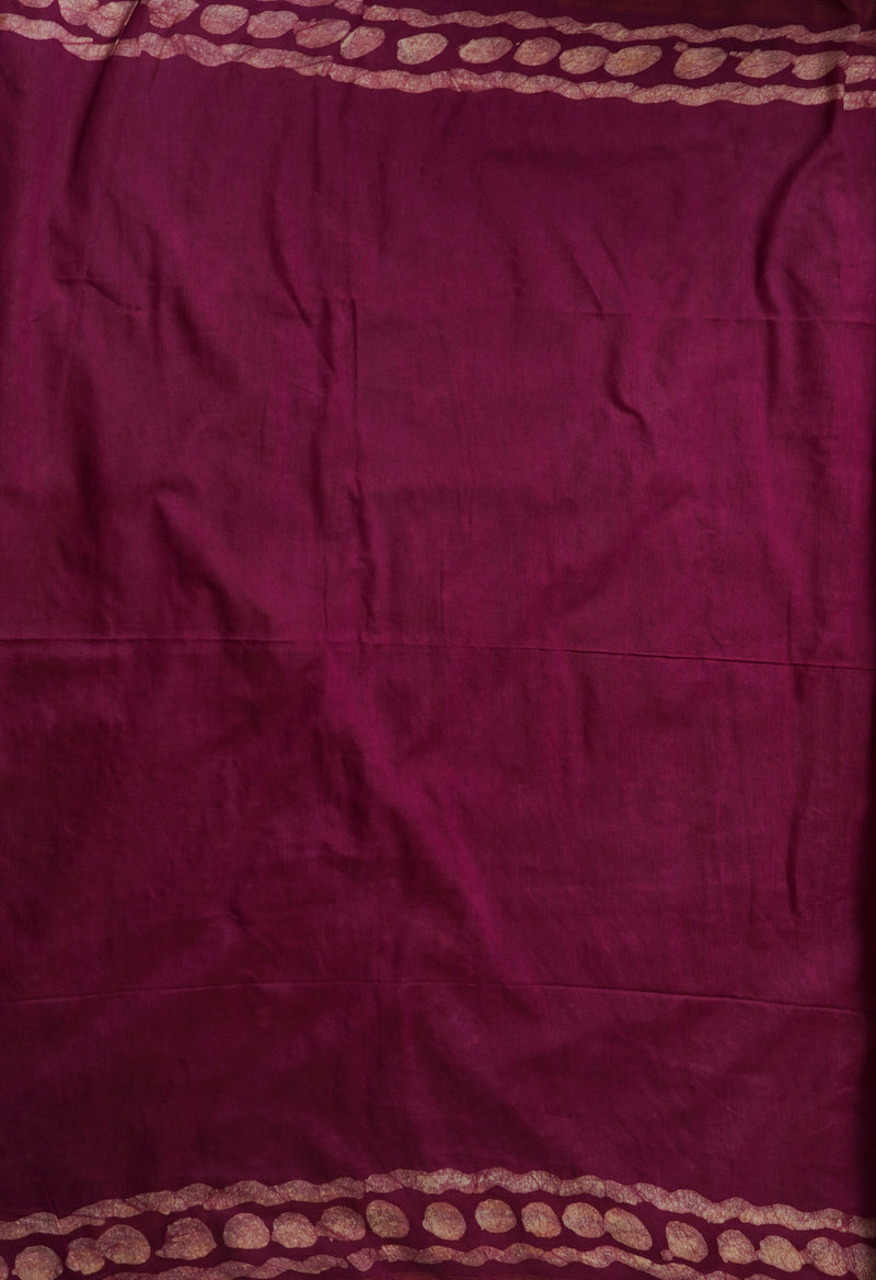 Purple Pure Batik Chanderi  Silk Saree-UNM67264