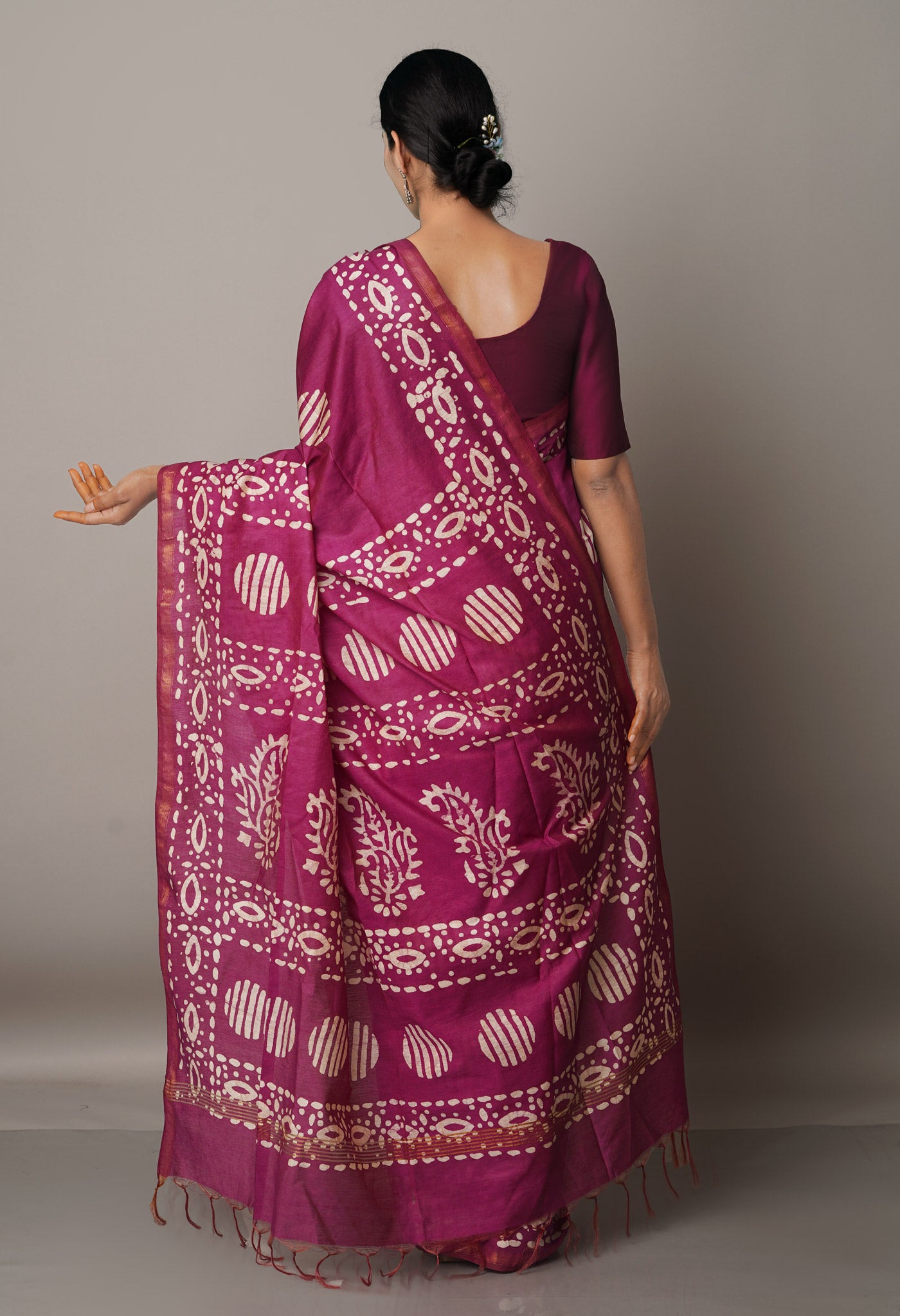 Purple Pure Batik Chanderi  Silk Saree-UNM67269