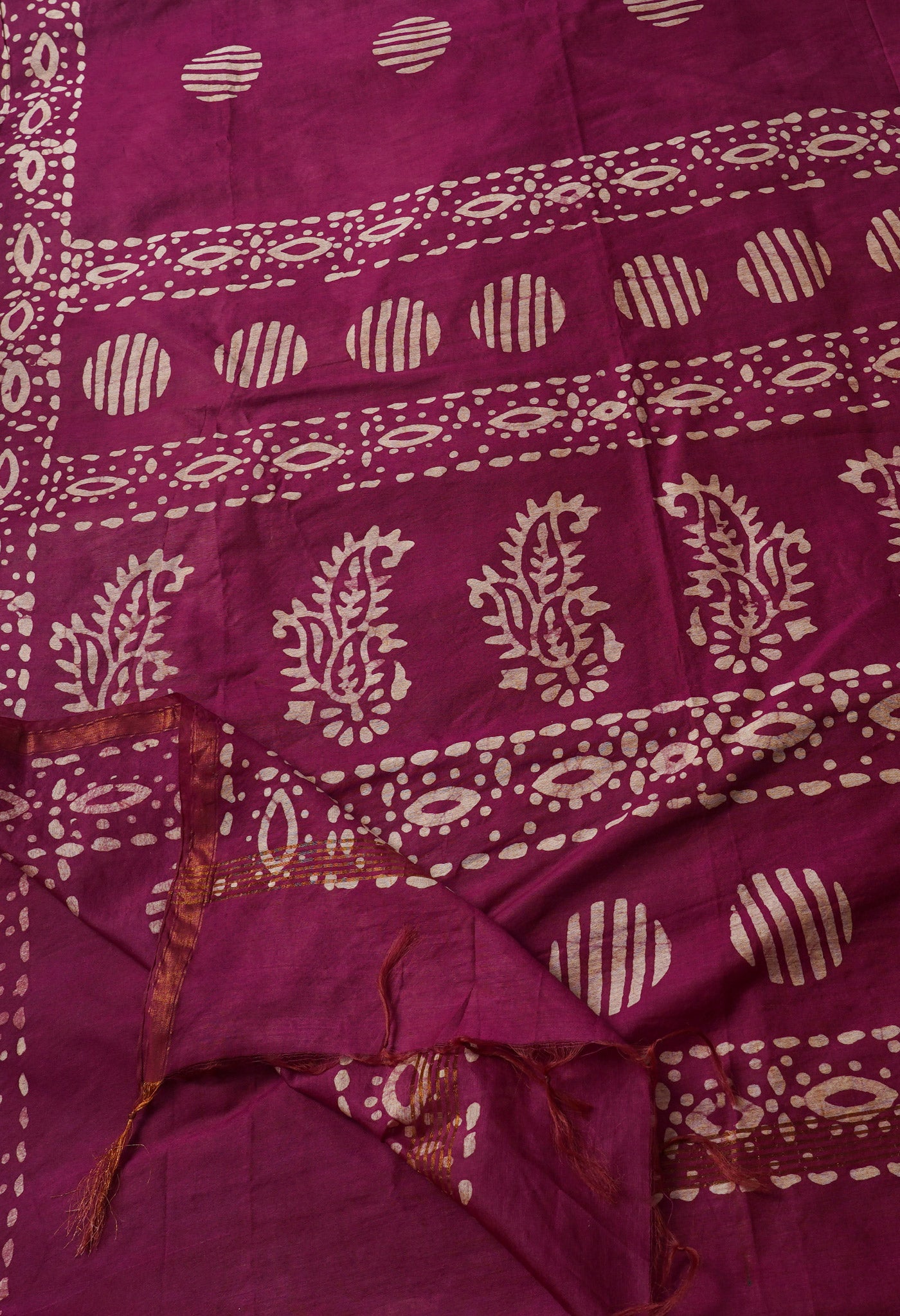 Purple Pure Batik Chanderi  Silk Saree-UNM67269