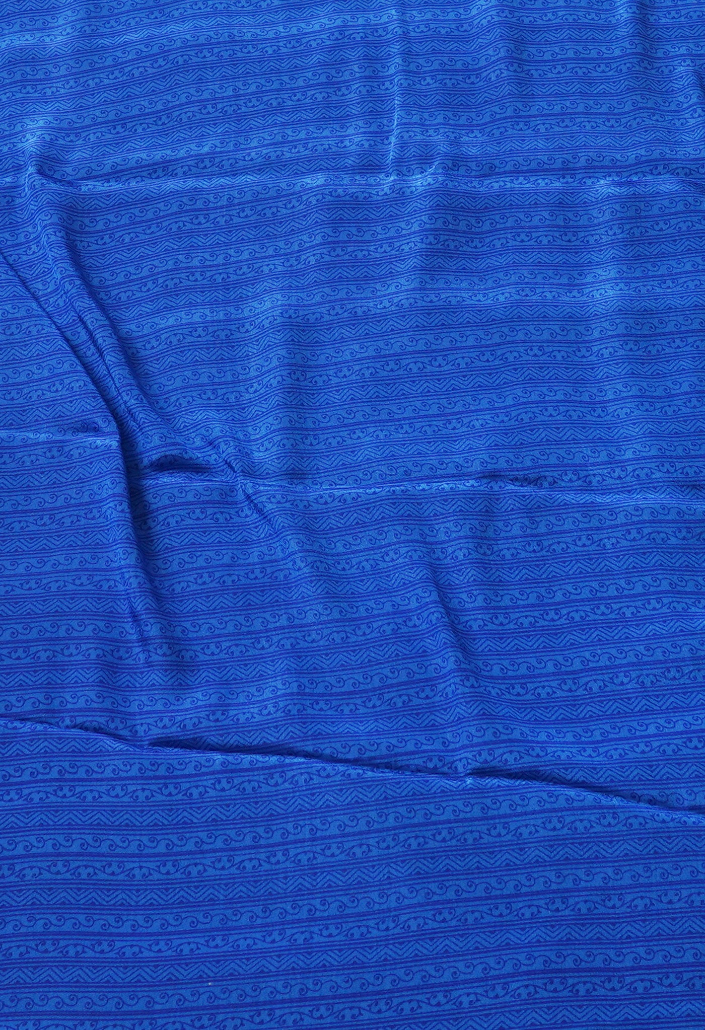 Cream-Blue Block Printed Crepe Soft Silk Saree-UNM67307