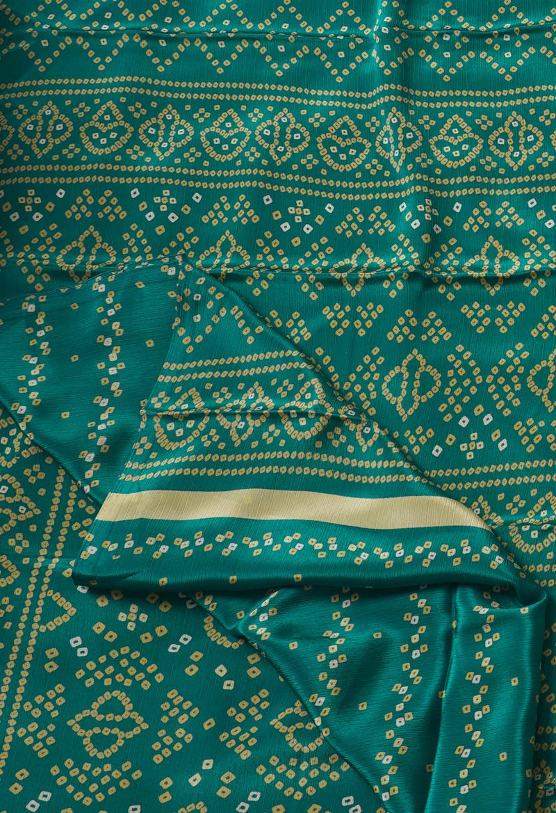 Green  Bandhani Crepe Soft Silk Saree-UNM67331