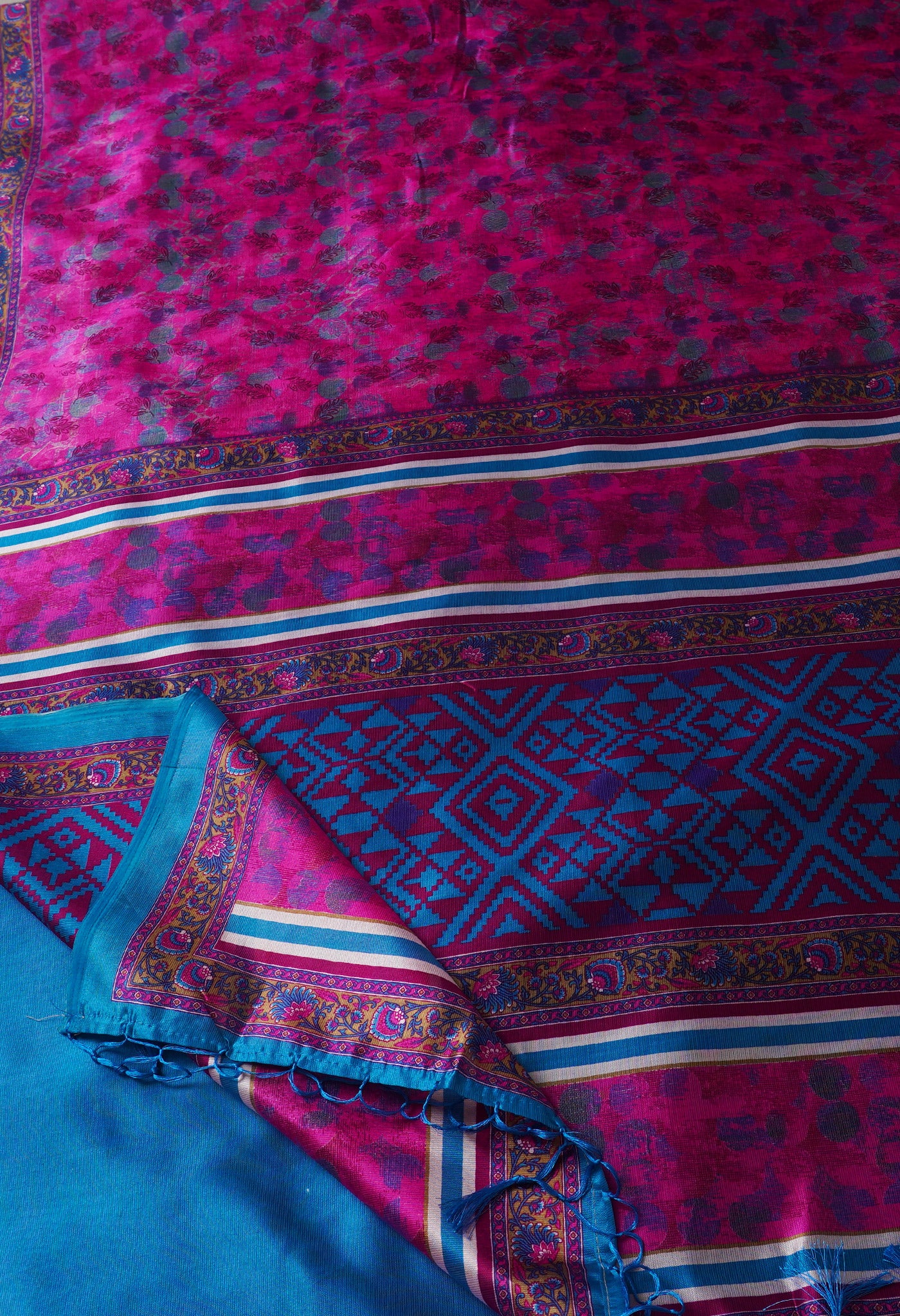 Pink  Fancy Block Printed  Art Silk  Saree-UNM67346