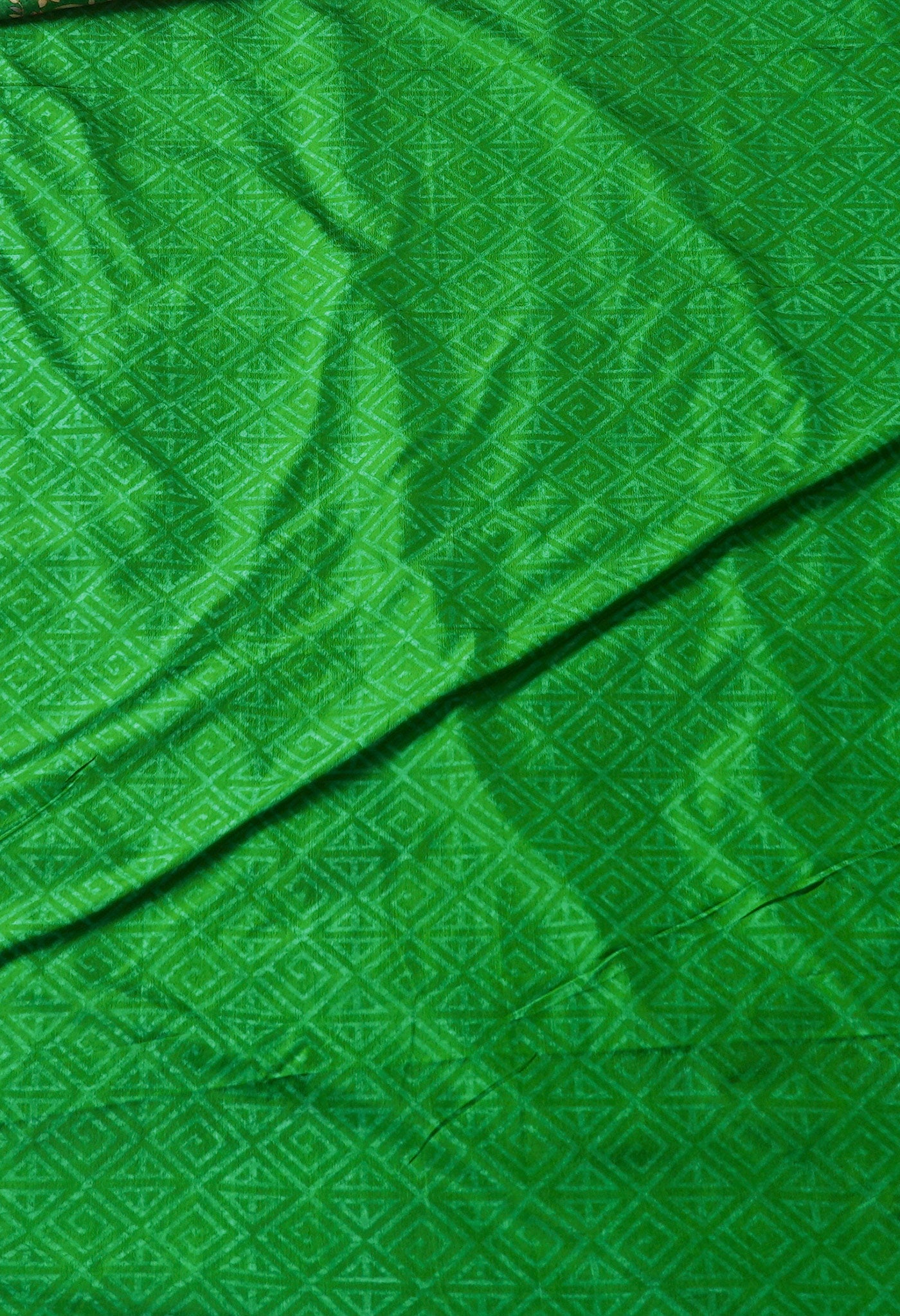 Green Ikat Printed Soft Silk Saree-UNM67377