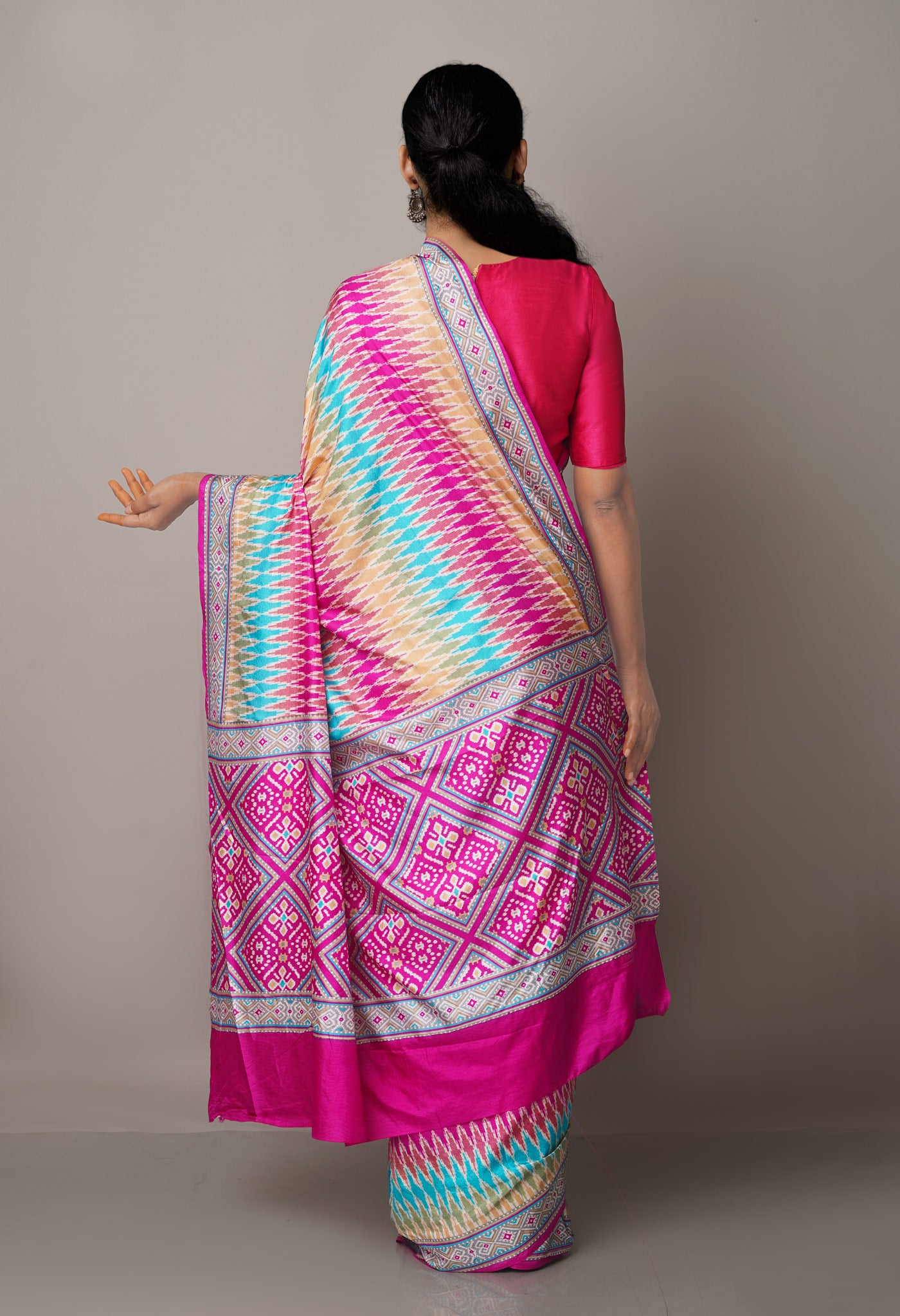 Multi  Ikat Printed Soft Silk Saree-UNM67391