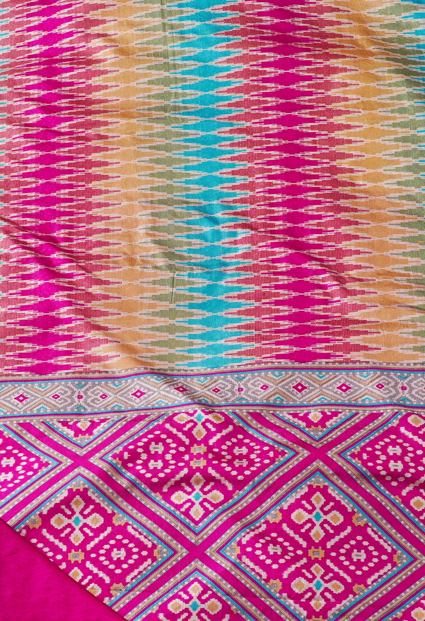 Multi  Ikat Printed Soft Silk Saree-UNM67391