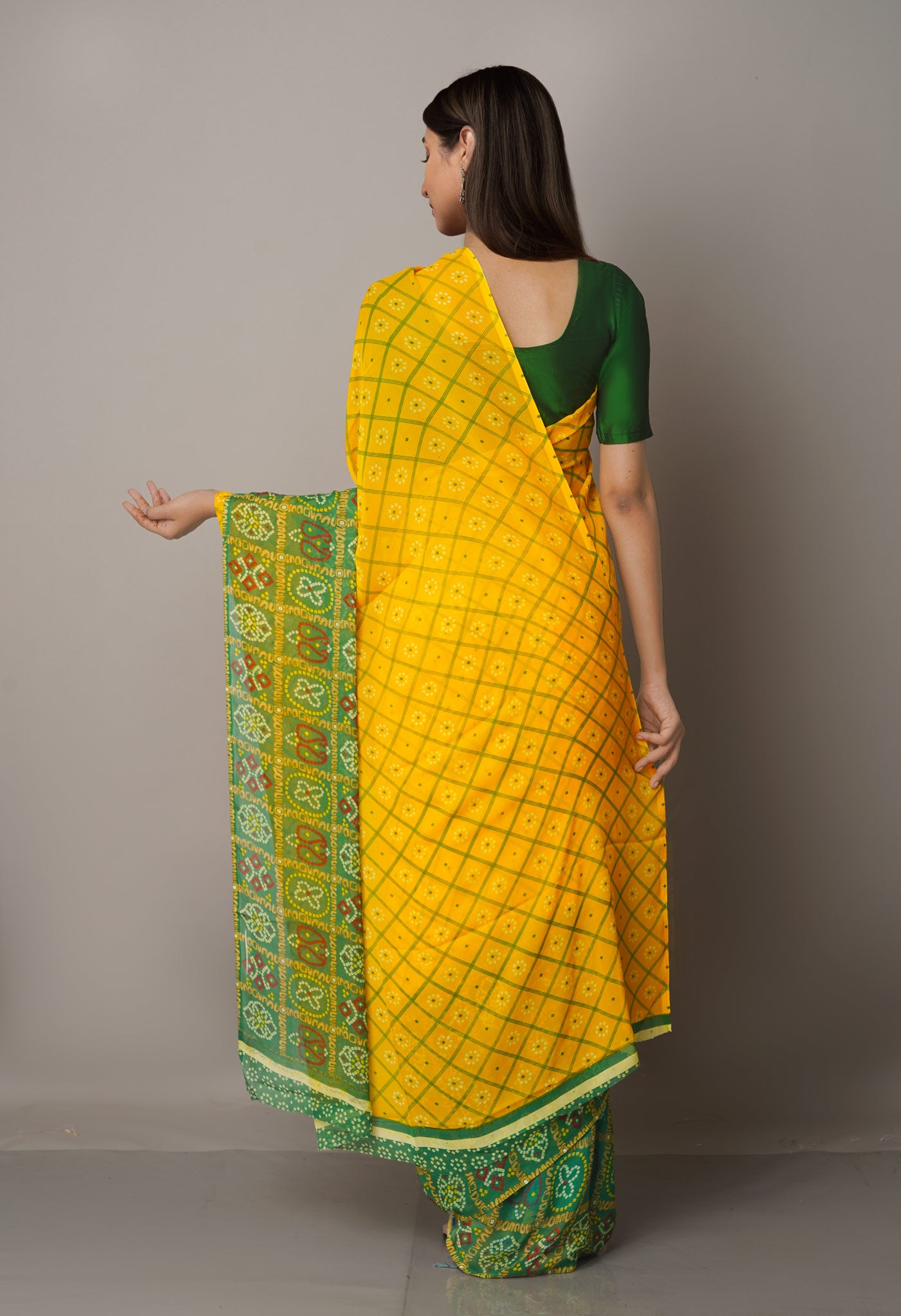 Yellow  Fancy Bandhani Printed Georgette Silk Saree-UNM67400