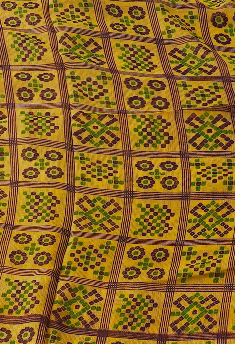 CreamBrown  Fancy Bandhani Printed Georgette Silk Saree-UNM67401