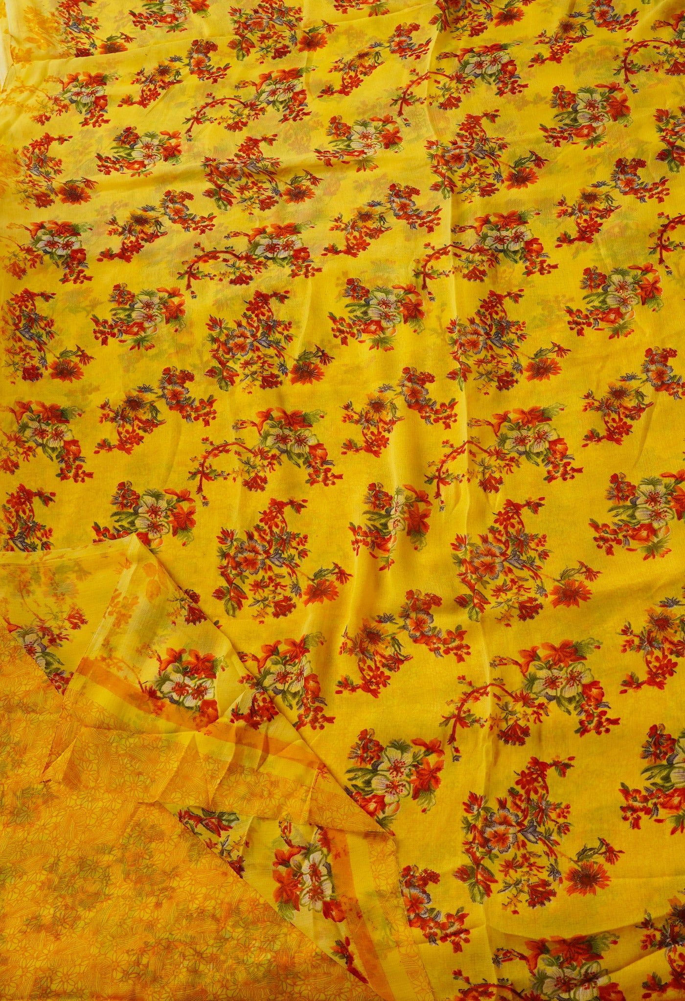 Yellow  Fancy Block Printed Georgette Silk Saree-UNM67409