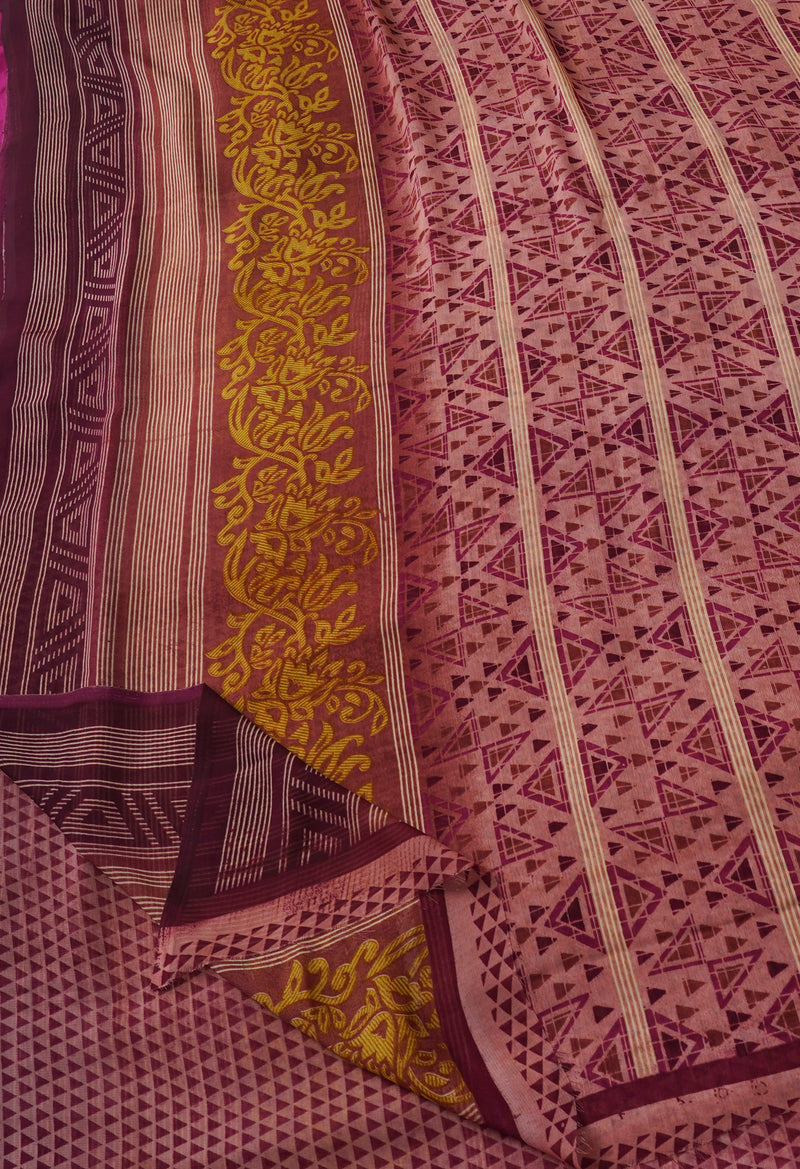 Pink  Fancy Block Printed Georgette Silk Saree-UNM67410