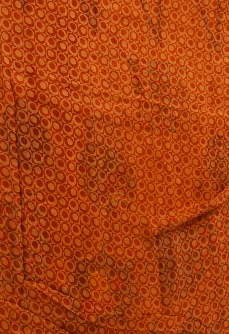 Orange  Fancy Block Printed Georgette Silk Saree-UNM67416