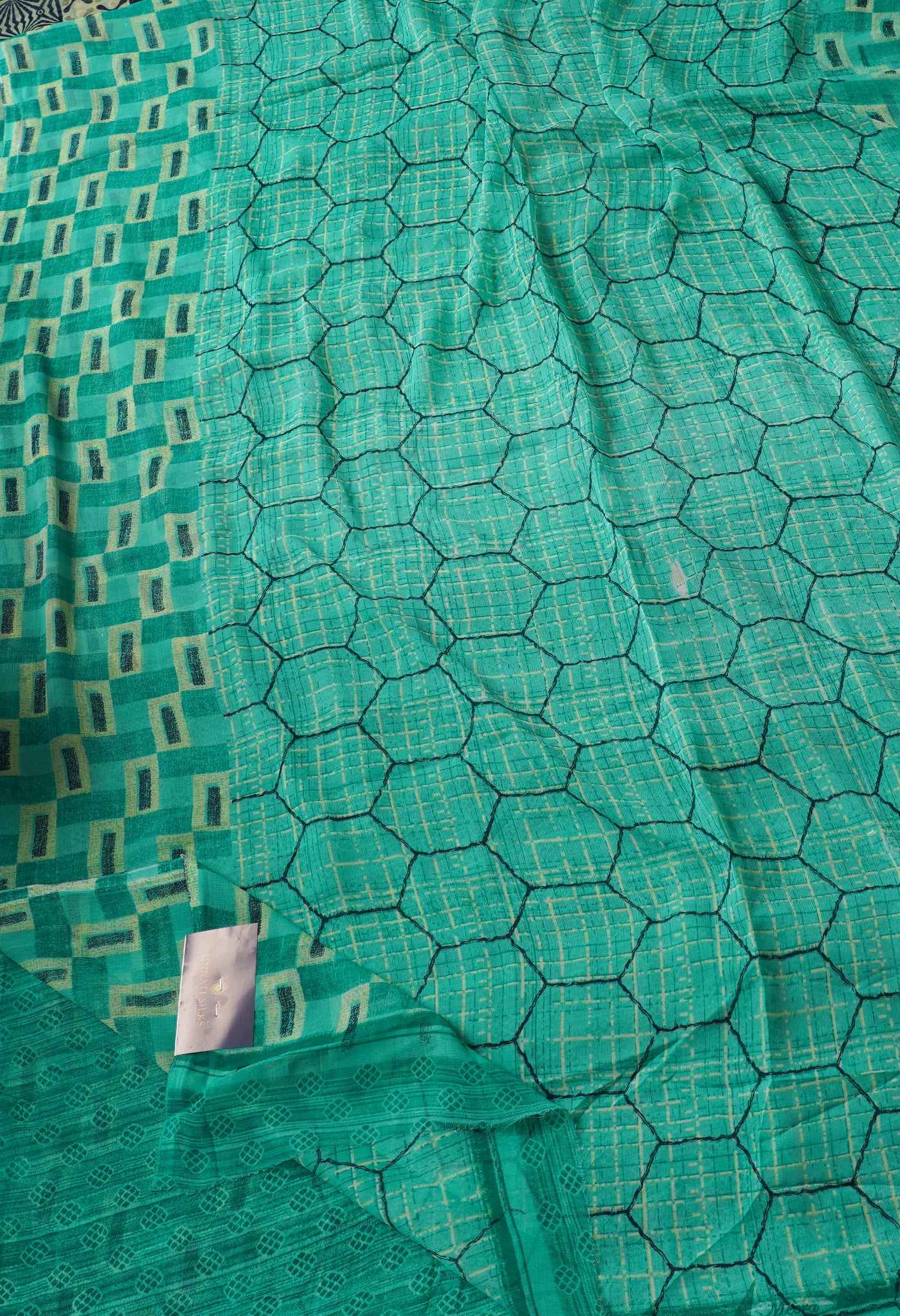 Green  Fancy Block Printed Georgette Silk Saree-UNM67440