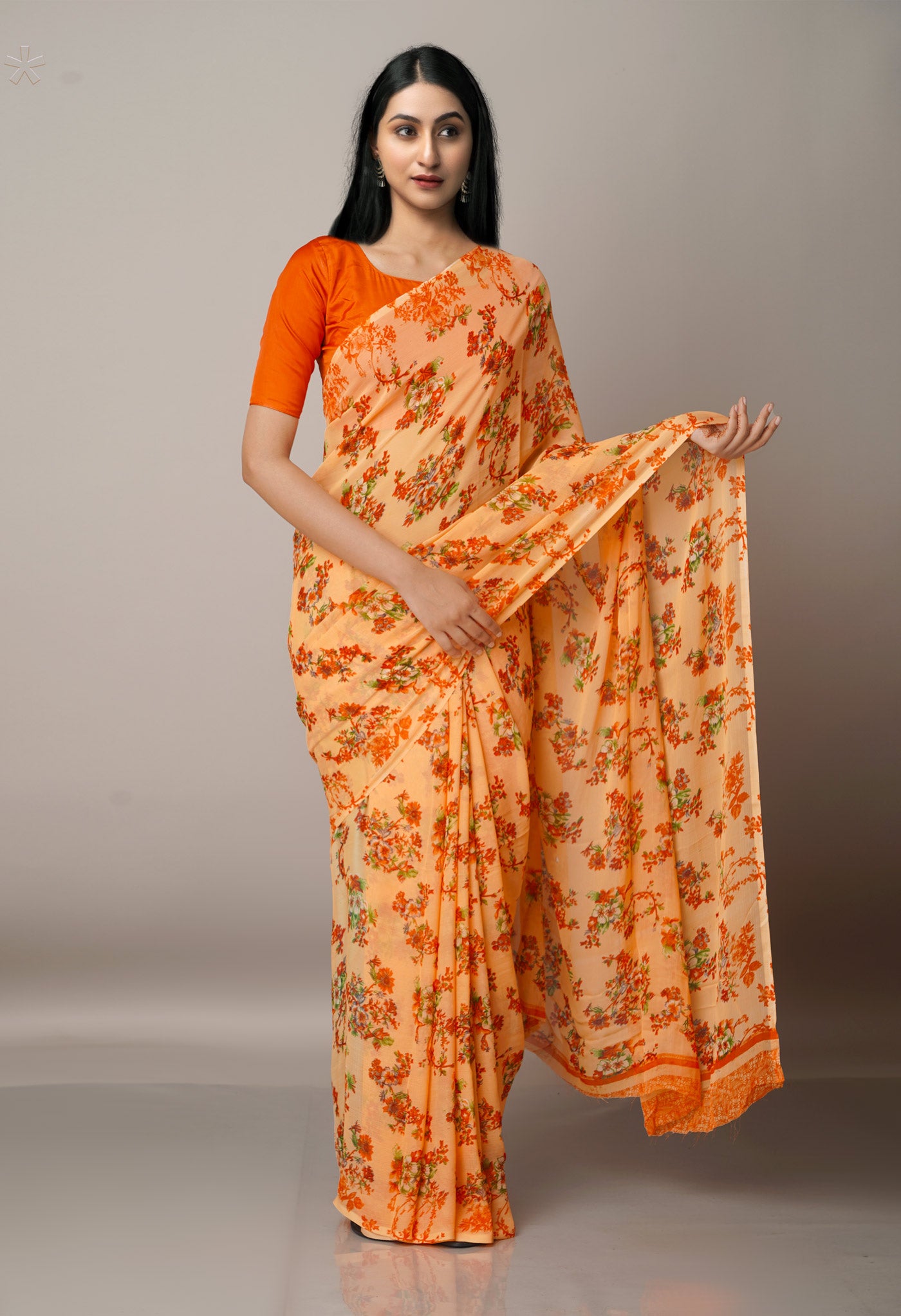 Multi  Fancy Block Printed Georgette Silk Saree-UNM67450