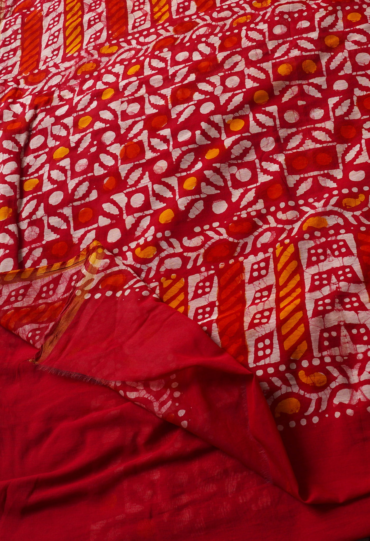 Red  Batik Chanderi  Sico Saree-UNM67507