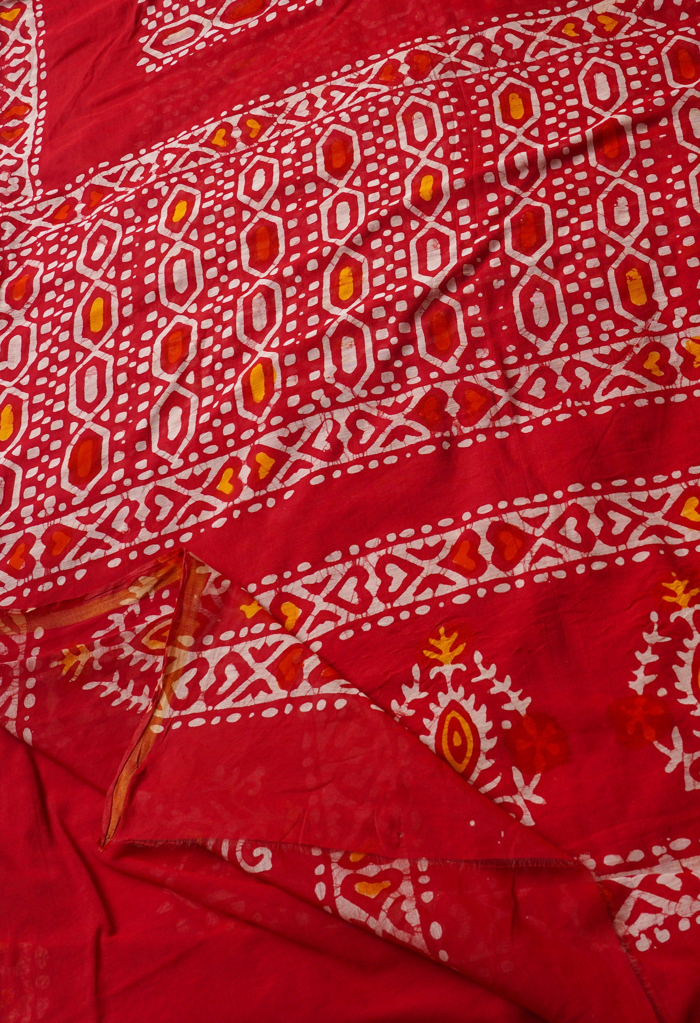 Red  Batik Chanderi  Sico Saree-UNM67511