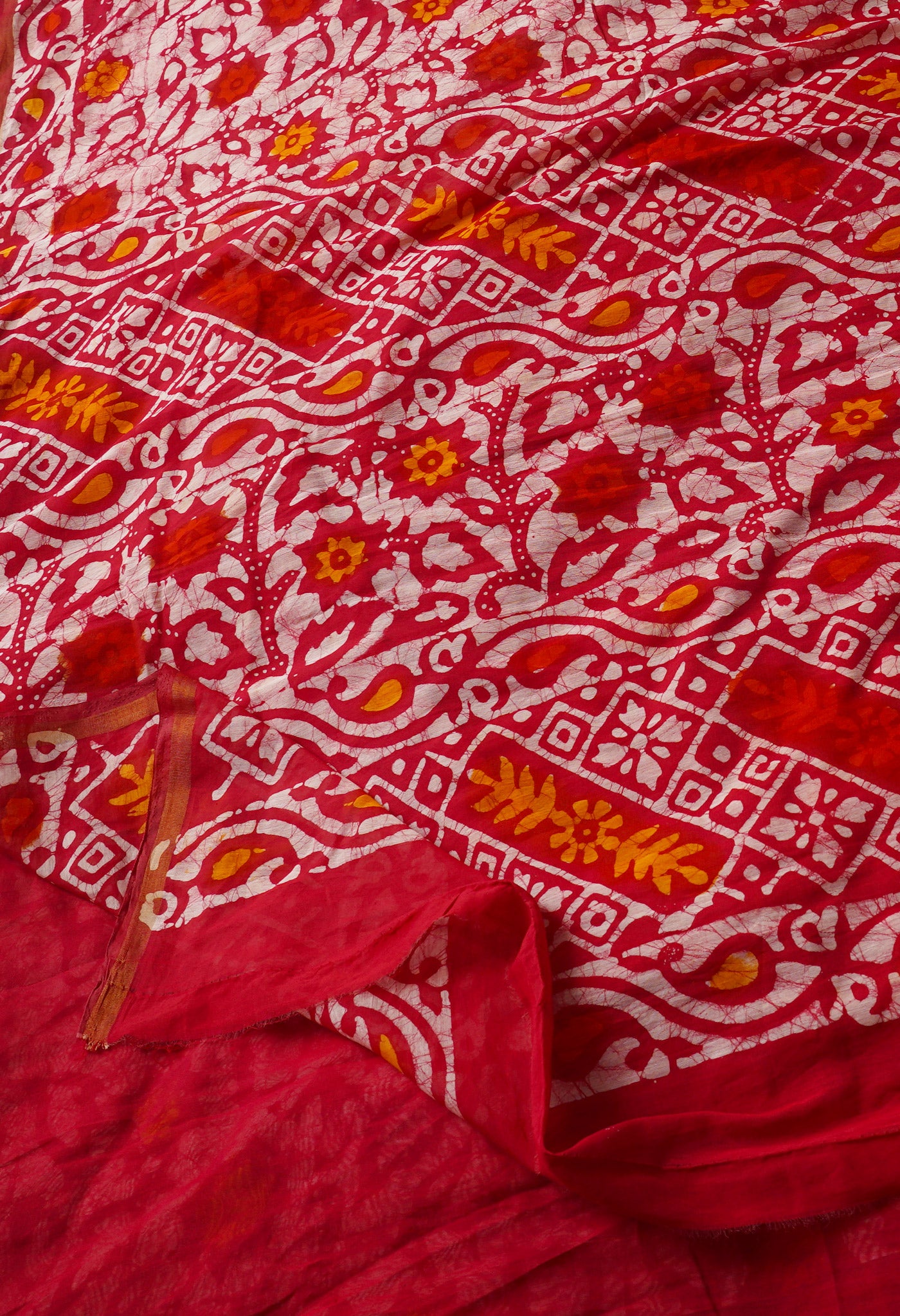 Red  Batik Chanderi  Sico Saree-UNM67513