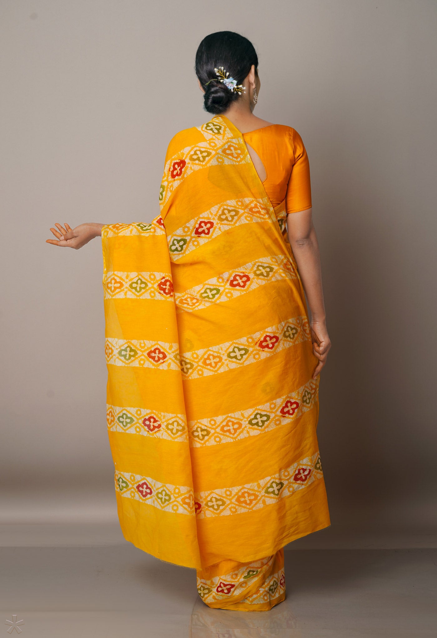 Yellow  Batik Chanderi  Sico Saree-UNM67536